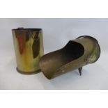 A WWI trench art scuttle made from a 3 1/4" (approximately) diameter shell case with a WWI trench