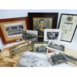 Fifteen large format military photographs and ephemera, some framed whilst some of the others are