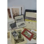 Two albums of military photographs and ephemera, with some reproduction military photographs mounted