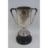 A silver twin handled R.A.F. boxing trophy by repute associated with Lyneham, Wiltshire, inscribed