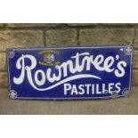 A Rowntree's Pastilles rectangular enamel sign, with a crest or plume of feathers to each corner, 36