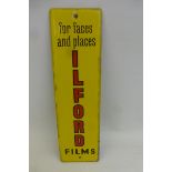 An Ilford Films enamel rectangular finger plate, "for faces and places", 3 x 10 1/2".