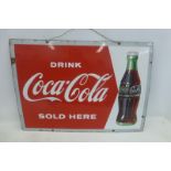 A Coca Cola part pictorial rectangular enamel sign in very good condition with excellent gloss, 28 x