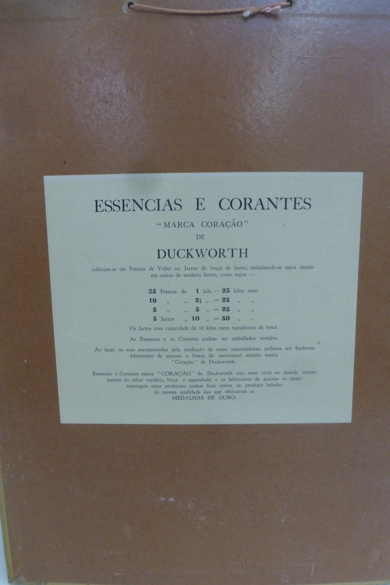 A Duckworth's Essencias Marca "Coracao" pictorial showcard, 13 x 17 1/4". - Image 2 of 2