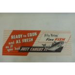 A Mudd's of Grimsby rectangular fish poster - "Fine Fish Ready to Cook", 20 x 7 1/2".