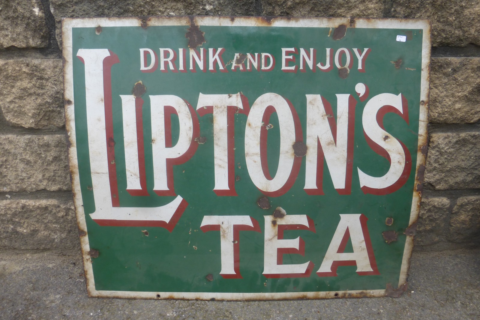 A Lipton's Tea rectangular enamel sign by Chromo, 27 x 22 1/2".