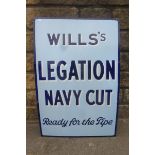 A Wills's Legation Navy Cut "Ready for the Pipe" rectangular enamel sign in near mint condition,