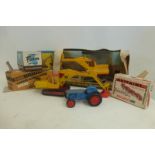 BRITAINS - Excavator, with most of its picture box, one other and two boxed pieces of farm