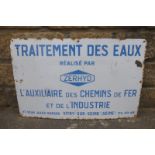 A French water treatment rectangular enamel sign, 27 1/2 x 17 3/4".