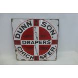 A Dunn & Son Drapers of Chichester enamel sign, 18 x 18".