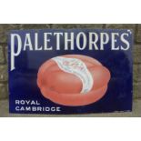 A Palethorpes' Royal Cambridge Sausages pictorial enamel sign, 36 x 24".