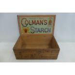 A Victorian Colman's Starch wooden counter top dispensing box of large size, with bright pictorial