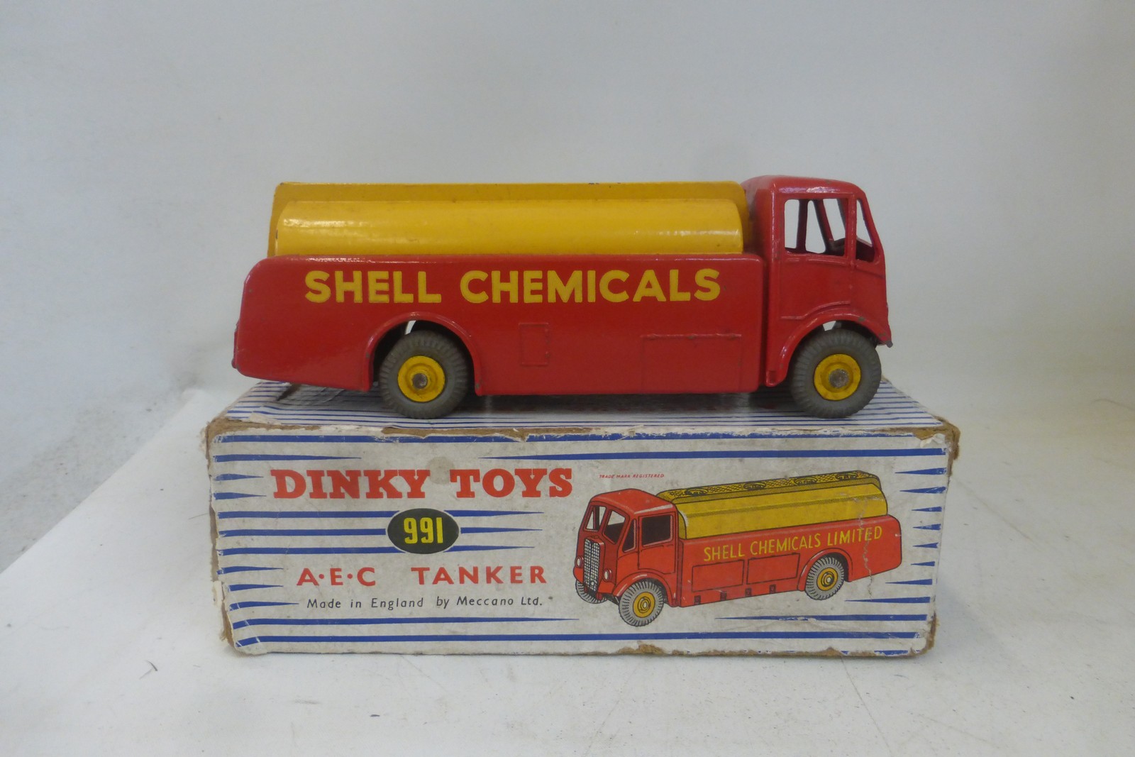 DINKY TOYS - AEC Tanker, no. 991, good condition; striped box fair.