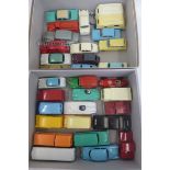 DINKY TOYS - two trays of repainted models, cars and small commercial vehicles.