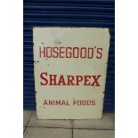 A large Hosegood's Sharpex Animal Foods rectangular enamel sign, 36 x 48".