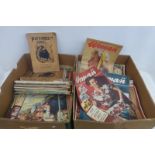 Two boxes of early magazines and publications including 'Pall Mall Pictures', 'John Bull', 'Woman'