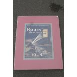 An Ogden's "Robin" Cigarettes pictorial showcard depicting a WWII boat with a searchlight, 24 1/2