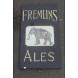 A Fremlins Ales pictorial slate and glass "door guardian" pub sign by Dickson.