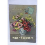 A Wills's Woodbines pictorial showcard depicting a vase of flowers, in very good condition.