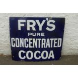 A Fry's Pure Concentrated Cocoa rectangular enamel sign by Patent Enamel, with excellent gloss, 28 x