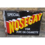 A "Special Nosegay for Pipe or Cigarette" rectangular double sided enamel sign with hanging