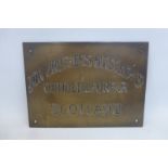 A Don Brothers, Buist & Co. Ltd Dundee & Forfar Scotland rectangular brass plaque, 11 x 8".