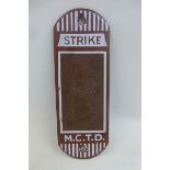 A Manchester Corporation Tram Department enamel match striker, 1 3/4 x 5".