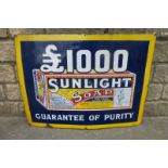A good Sunlight Soap £1000 Guarantee of Purity pictorial packet enamel sign in very good
