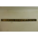 A small and unusual shelf strip advertising 'Carpenters-Brades Co. Chisels', 14 x 1".