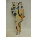 A Miss Berger "Amy" tin radiator pin-up girl sign, 6 1/2 x 18"