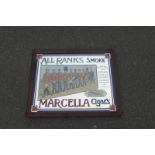 A reproduction 'All Ranks smoke Marcella Cigars' advertising mirror depicting regiments and rank