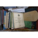 A box of mostly railway related ephemera to include London Transport Regulations booklets from