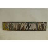 A Denniford's Soda Water narrow enamel sign with Royal crest to one side, 30 x 6".