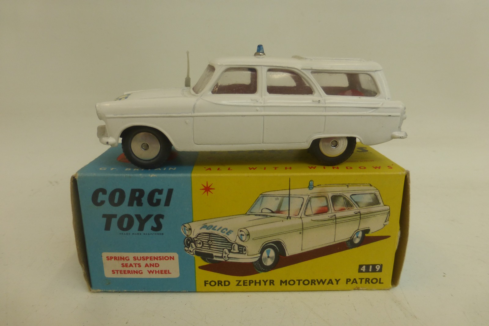 CORGI TOYS - Ford Zephyr Motoring Patrol, no. 419, in excellent/near mint condition, box in