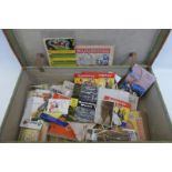 A suitcase of assorted ephemera including early birthday cards, local black and white postcards,