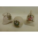 Two crested china military helmets, one for Richmond, the other Progress Blackpool and a crested