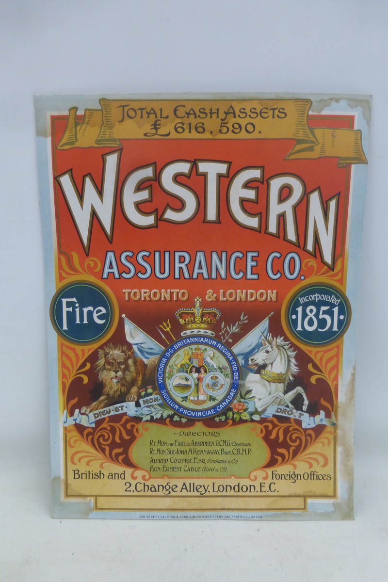 A Western Assurance Co. for Fire, London & Toronto, pictorial showcard, printed by Sir Joseph