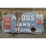 A Kydd's Jams and Marmalade part pictorial rectangular enamel sign, 24 x 12".