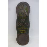 An Ogdens St. Bruno "Standard Dark Flake" shaped tin finger plate/ match striker depicting a