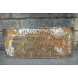 A large cast iron sign - "Caution Jacks must be used for all positions of loaded jib except dead