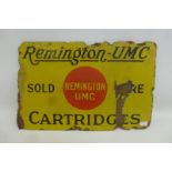 A Remington - UMC Cartridges double sided enamel sign, lacking hanging flange, 12 1/2 x 8 1/4".