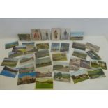 A collection of early American sporting related postcards including one of a "Bowling Girl", water