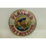 A Player's Navy Mixture circular tin sign depicting "the sailor" to the centre, 8" diameter.