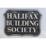 A Halifax Building Society double sided metal sign, 21 1/2 x 15 1/4".