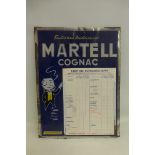 A Martell Cognac part pictorial tariff bar sign, 13 x 17 1/2".
