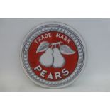 A small circular Pears Soap enamel sign in excellent condition, 7" diameter.