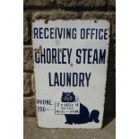 A rare and early Chorley Steam Laundry "Receiving Office" part pictorial double sided rectangular