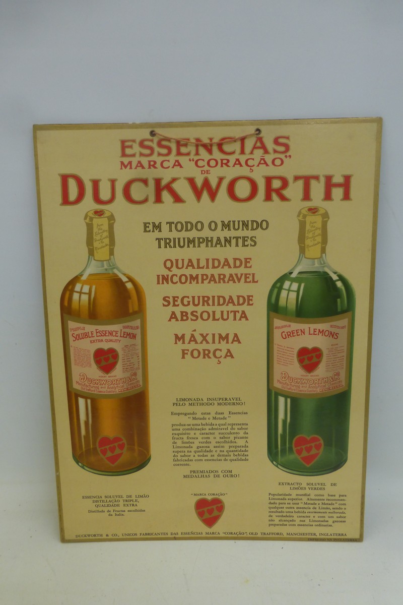 A Duckworth's Essencias Marca "Coracao" pictorial showcard, 13 x 17 1/4".