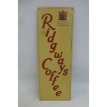 A Ridgeways Coffee tin finger plate in very good condition, 3 1/4 x 9".