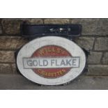 A Wills's Gold Flake Cigarettes oval cast aluminium double sided sign, 27 x 24".